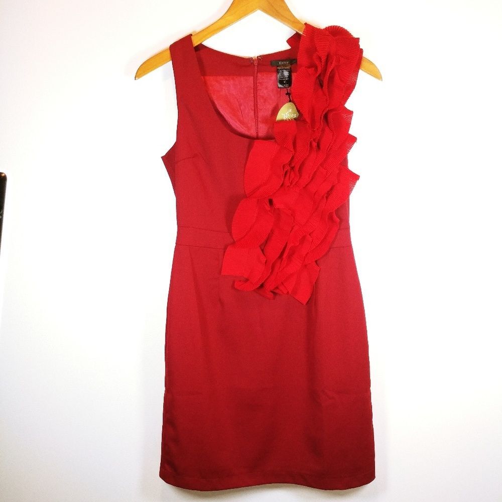 Esley red sleeveless dress midi